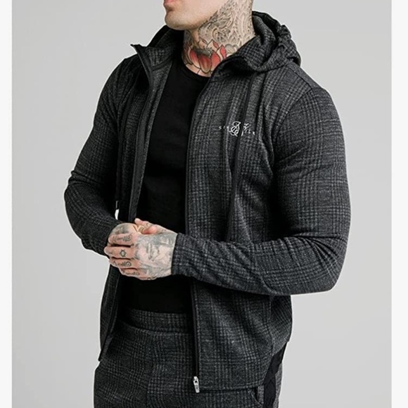siksilk Other - SikSilk Tonal Check Agility Zip Through Hoodie